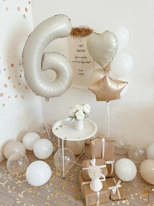 40 Inch Large Number Balloon - Cream White 4 Balloon for Birthday Parties & Graduations | Wedding Supplies
