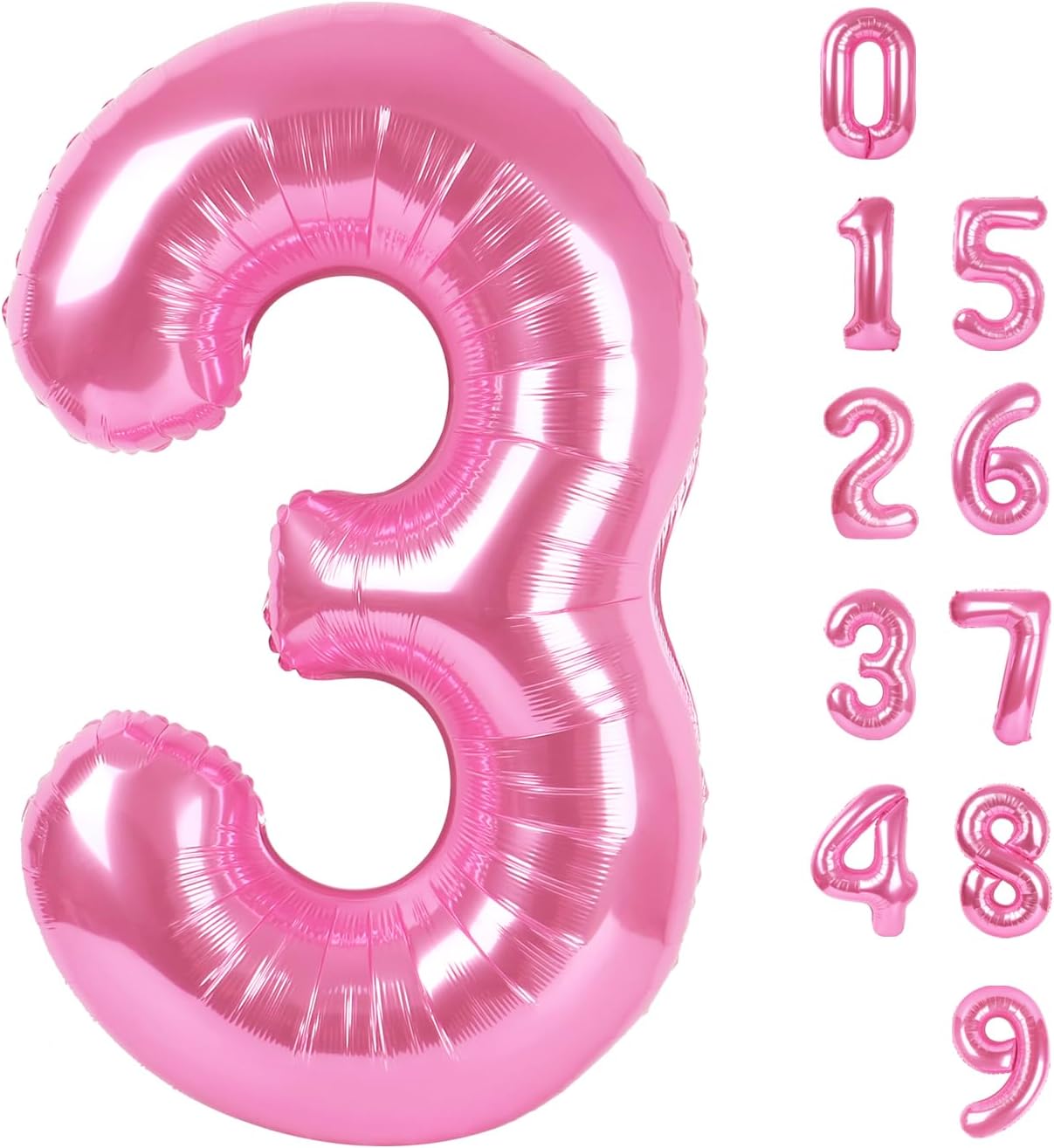 Numbers Balloon - 40 Inch Large Pink Balloon for Three Year Old Birthday Decor | Perfect for Parties
