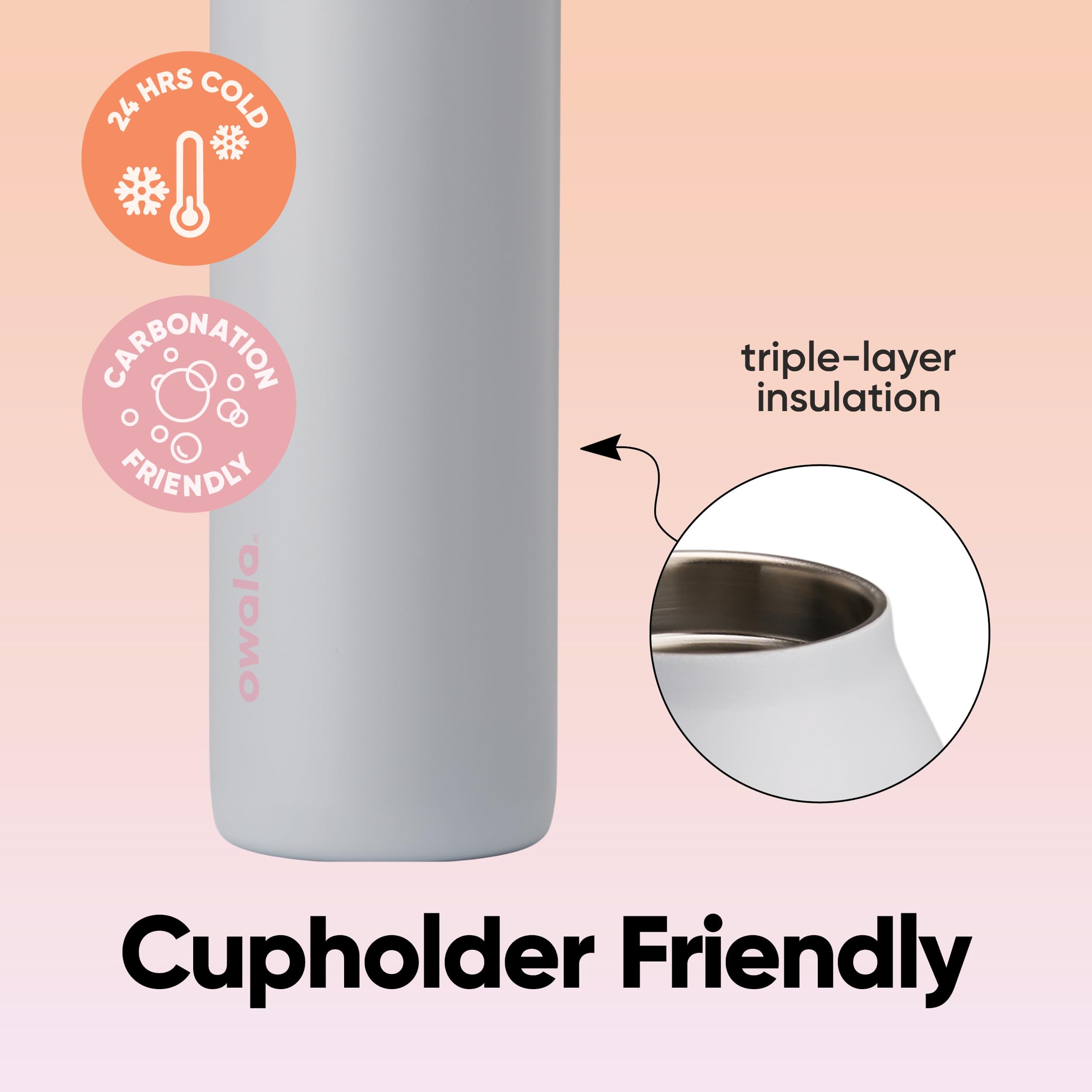 Owala FreeSip Twist Insulated Stainless Steel Water Bottle with Straw for Sports and Travel, BPA-Free, 24-oz, Beach House