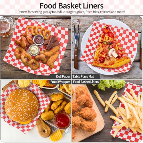 Red 100Pcs 7x7 Inch Grease-Resistant Wax Paper Sheets for Food Wraps