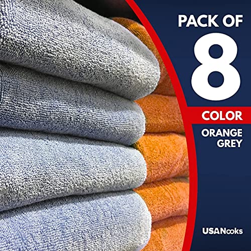 USANOOKS Ultra-Absorbent Microfiber Cleaning Cloths - 8 Pack