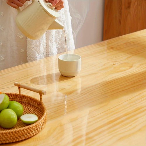 HoSwag 42"X90"Crystal PVC Table Cover Protector, Waterproof PVC Tablecloth, 1.5MM Thickened Rectangle Mat for Dinning, Desk, Coffee Table, Workbench, Dresser, TV-Stand, Counter