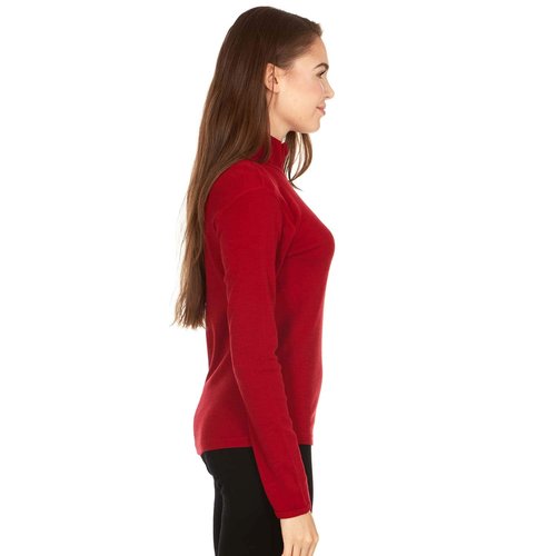 100% Merino Wool - Midweight Womens 1/4 Zip - Midlayer - True Red - X-Small