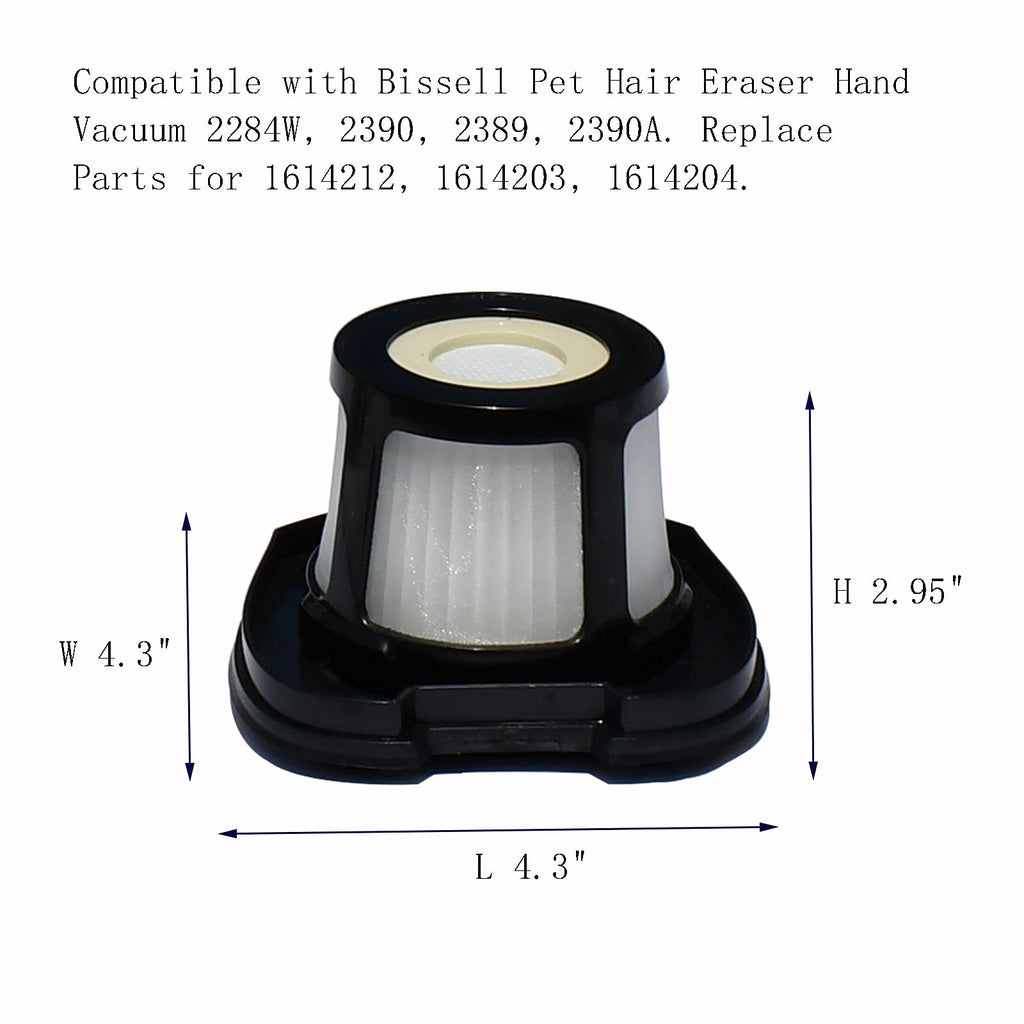 Vacuum Filter Replacement for Bissell 2284W, 2390, 2389, 2390A, Replace Parts for 1614212, 1614203, 1614204,4 Mesh Filters and 4 Foam Filters