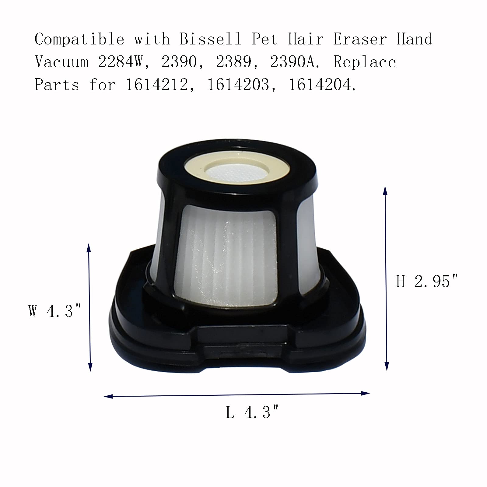 Vacuum Filter Replacement for Bissell 2284W, 2390, 2389, 2390A, Replace Parts for 1614212, 1614203, 1614204,4 Mesh Filters and 4 Foam Filters