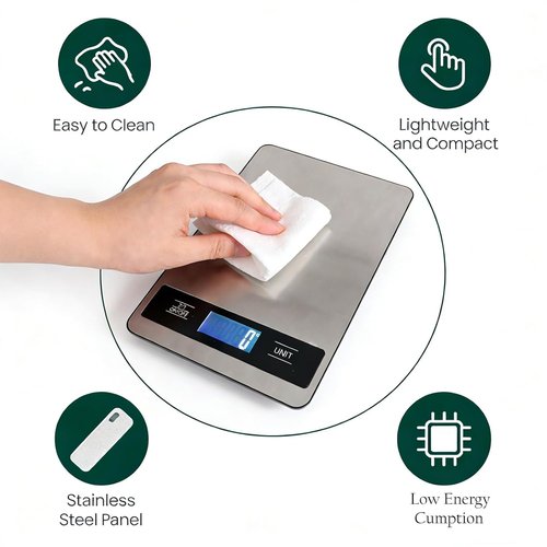 33lb/15kg Digital Food Kitchen Scale - Precision 1g/0.1oz Timer, Stainless Steel, Easy-Tare | Silver