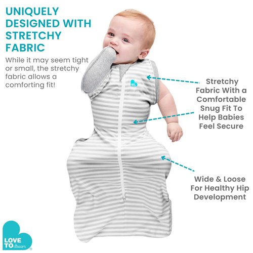 Love to Dream Swaddle UP Transition Bag Warm - Patented Zip-Off Wings, Gently Help Baby Safely Transition from Being Swaddled to Arms Free - Medium 13-19 lbs, Gray