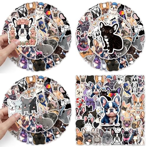 50PCS French Bulldog Waterproof Stickers - Cute Vinyl Decals
