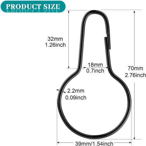 Geetery Metal Shower Curtain Hooks - 150 Pcs Rust Proof & Reusable Stainless Steel Rings | Black