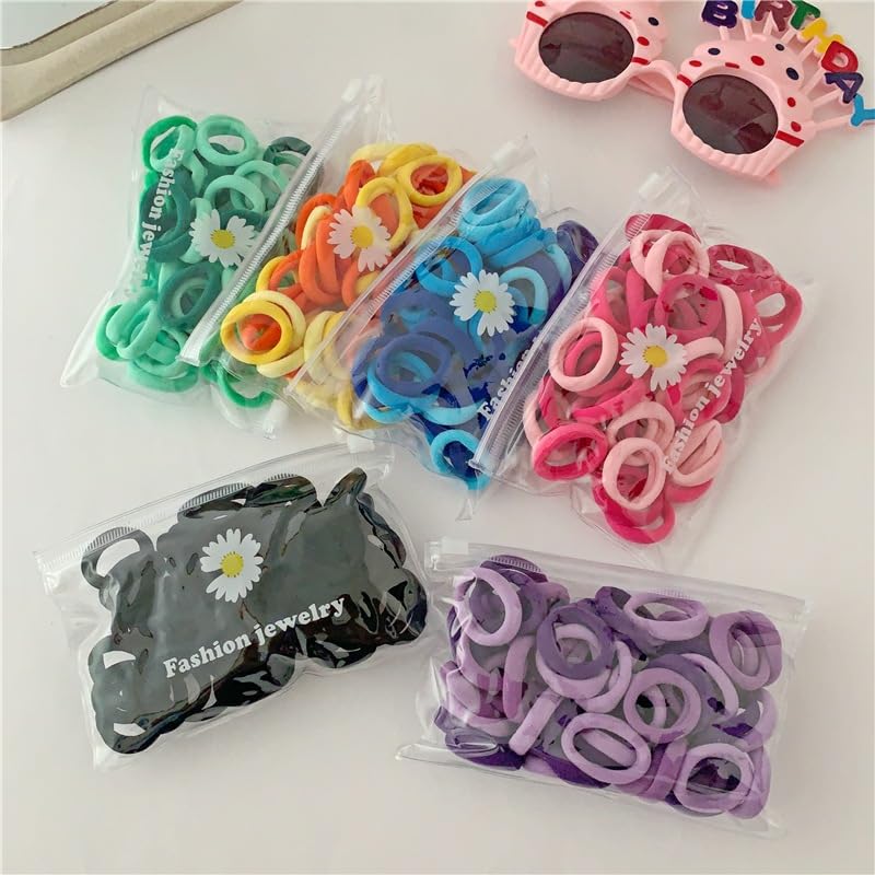 50pcs Cotton Seamless Hair Ties & Elastic Ponytail Holders for Thin Hair