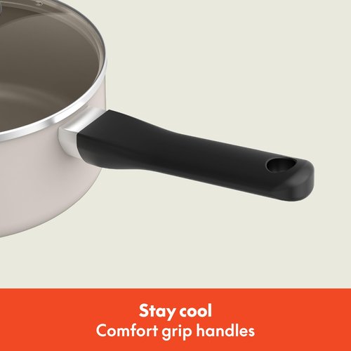 bella 12 Piece Cookware Set with EverGood™ Ceramic Nonstick Coating, Dishwasher & Oven Safe, All Stovetops Compatible, Tempered Glass Lids and Cool Touch Handles, Oatmilk