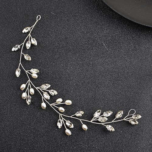 Pearl Wedding Hair Vine Bridal Rhinestone Hair Piece for Women
