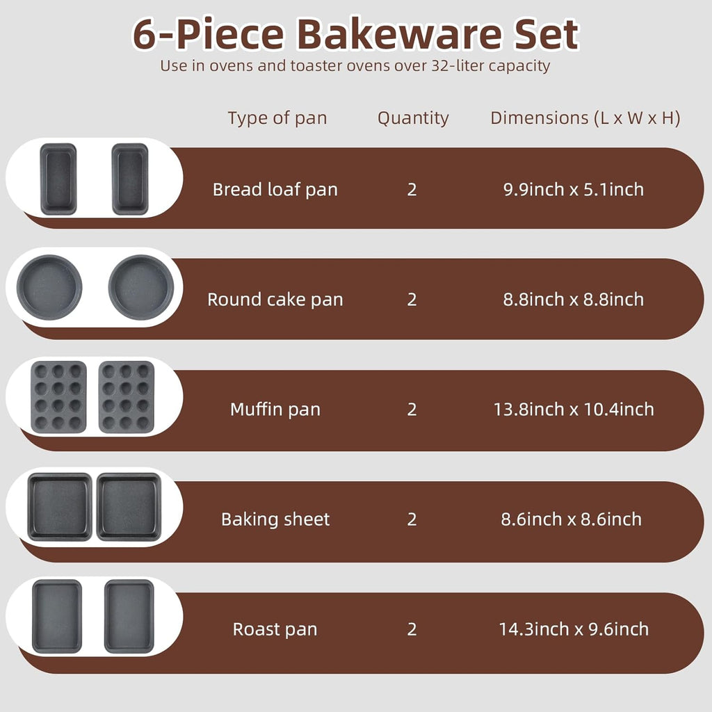 Professional Grade Nonstick Baking Pans Set by [Brand Name] - 11-Piece Carbon Steel Bakeware, Dishwasher Safe, Oven Safe to 450°F | Steel Gray