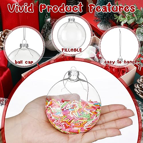 24 Clear Glass Christmas Ornaments - DIY Holiday Tree Decorations 3.15 Inch