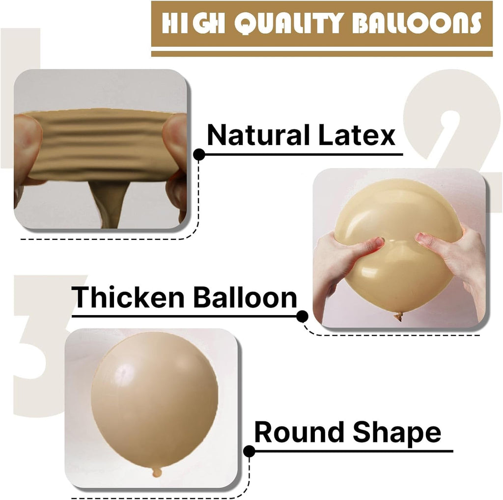 PartyWoo Cream Balloons - 155 Pcs in Beige, Ivory & Nude | Perfect for Graduation & Baby Showers