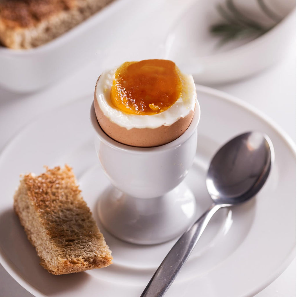 vibedor 2 Pcs Ceramic Egg Stand Holders, Porcelain Egg Holders White Egg Cups for Soft Boiled Eggs in Kitchen, Restaurant for Breakfast and Party Dinning