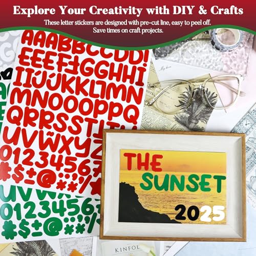 640 Vinyl Alphabet Stickers - 1 Inch Removable Letter & Number Decals