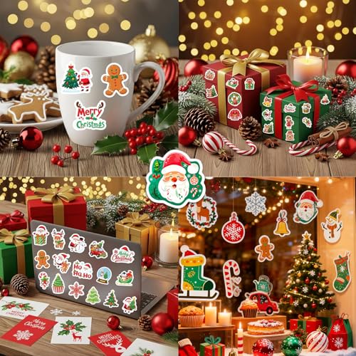 100-Piece Christmas Stickers - Waterproof Cute Holiday Designs