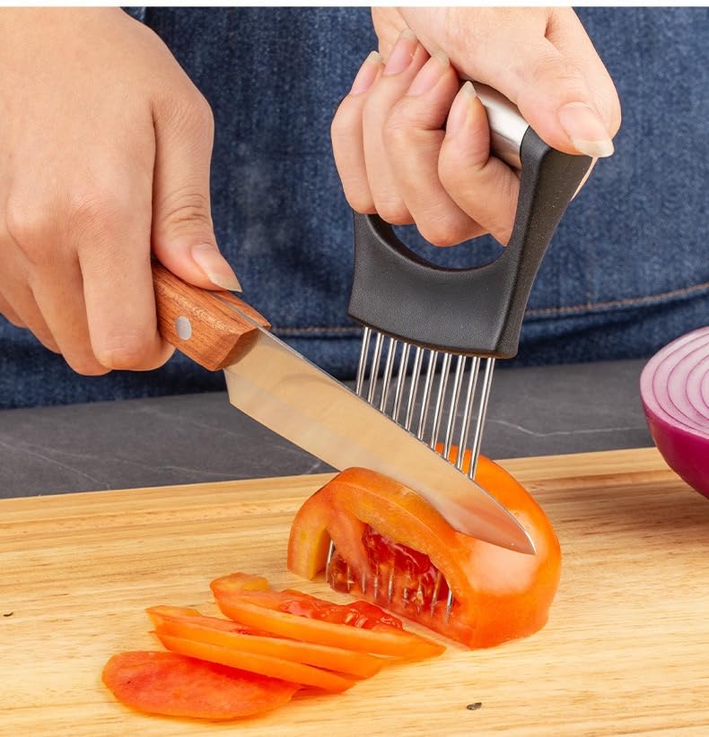 JCNART Large Stainless Steel Onion Slicer & Vegetable Holder
