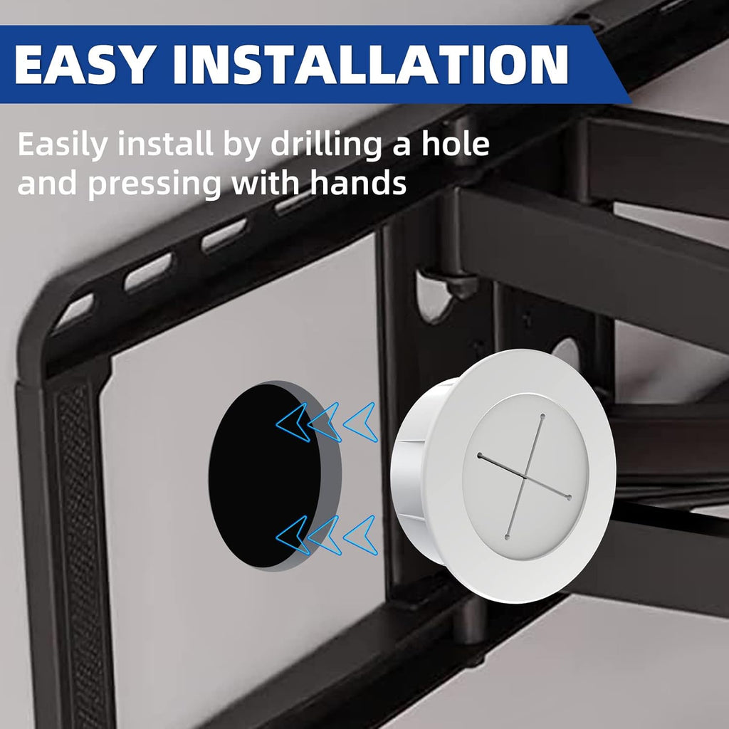TV Wire Hider Kit - Wall Mount Cable Management Solution | White, Includes 2 Pass-Throughs & Hole Saw Drill