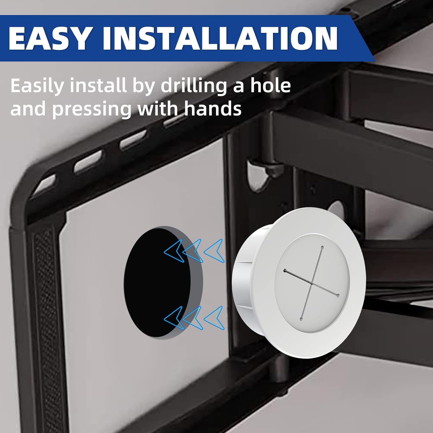 TV Wire Hider Kit - Wall Mount Cable Management Solution | White, Includes 2 Pass-Throughs & Hole Saw Drill