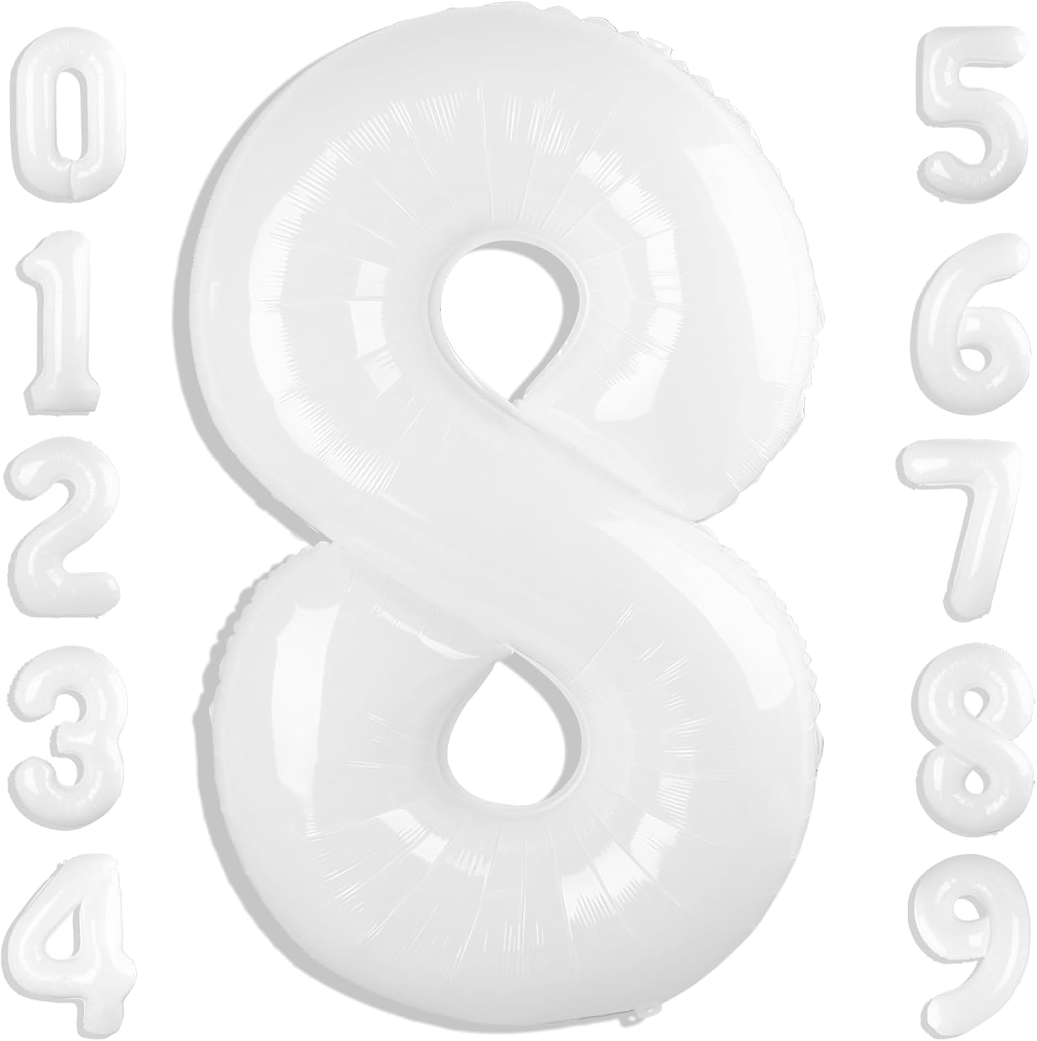 40 Inch White Number 8 Balloon | Perfect for 8th Birthday Parties, Weddings & Graduations