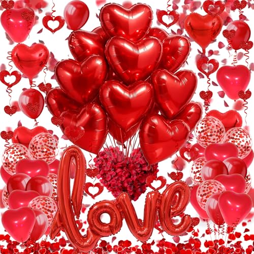 FECEDY Valentine's Day Party Decoration Set - Red 1 Heart Balloon Kit