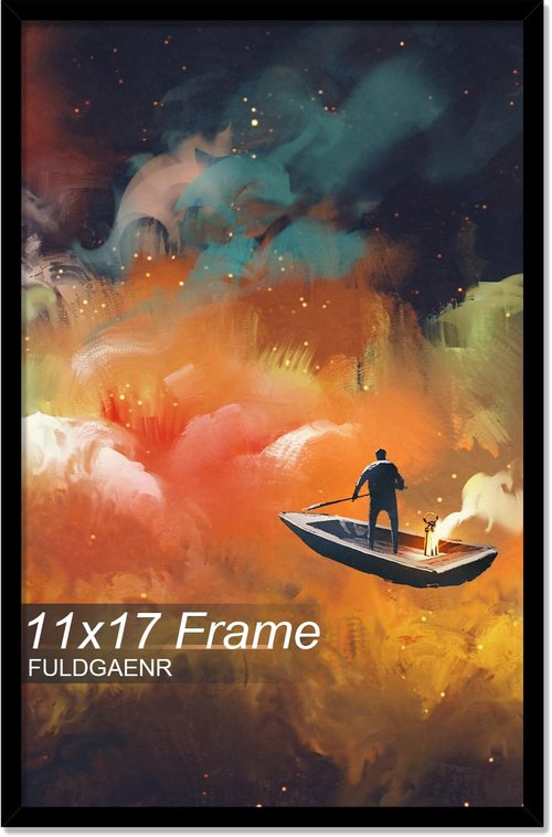 FULDGAENR 11x17 Picture Frame - High Transparency Black Frame for Photos & Certificates | Horizontal & Vertical Display