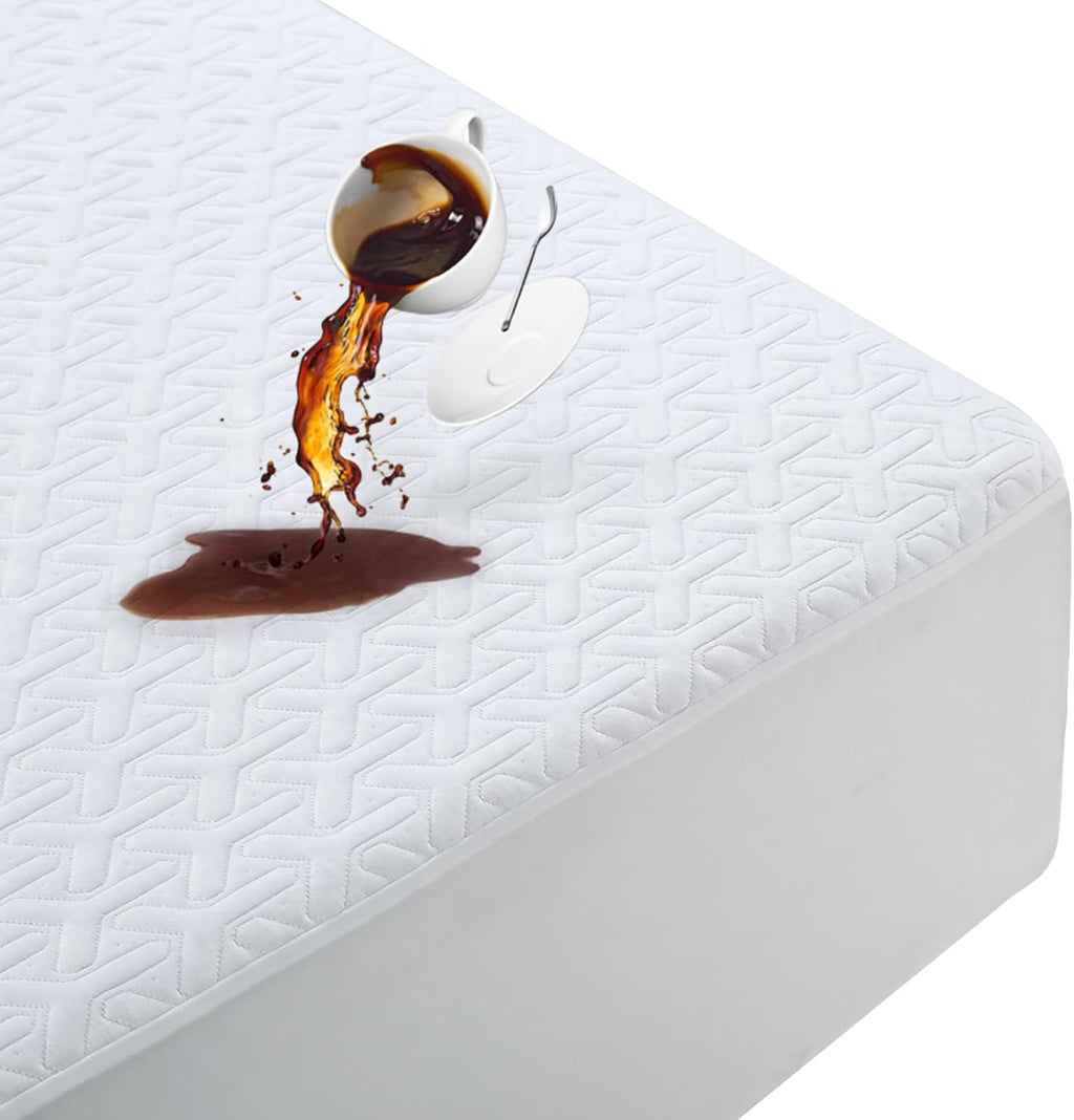 Premium Waterproof Mattress Protector | Queen Size 4D Air Cooling 300GSM Cover - Breathable & Noiseless (White)