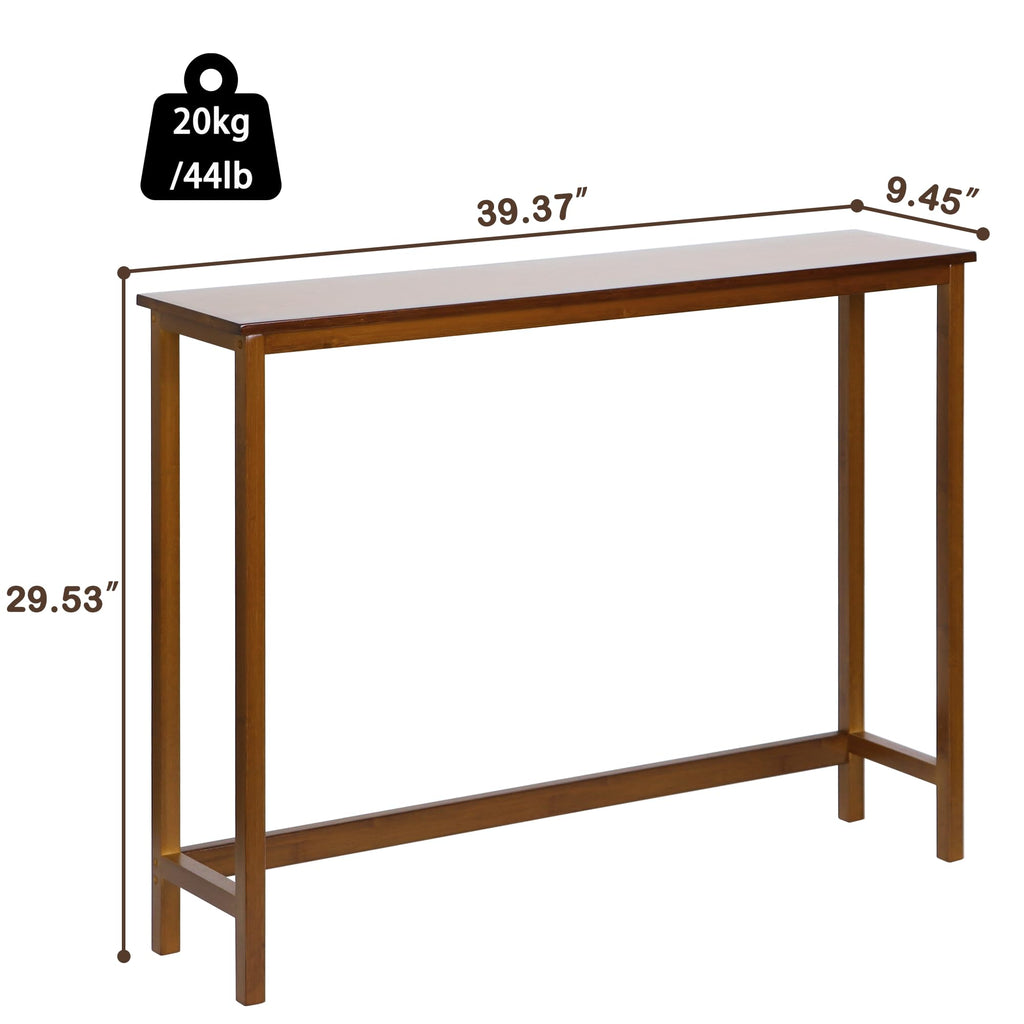 Mordchil HF Bamboo Narrow Console Table, 39.4"(L) Wood Small Entryway Table, Accent Slim Hallway Tables, Thin Sofa Side Tables for Hallway, Living Room, Bedroom, Foyer, Walnut