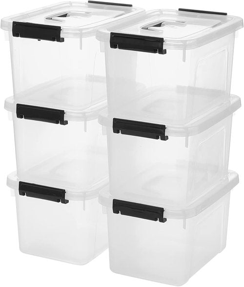 Clear Storage Latch Box by Sterilite - 6 Quart Plastic Containers with Lids | 6-Pack Set