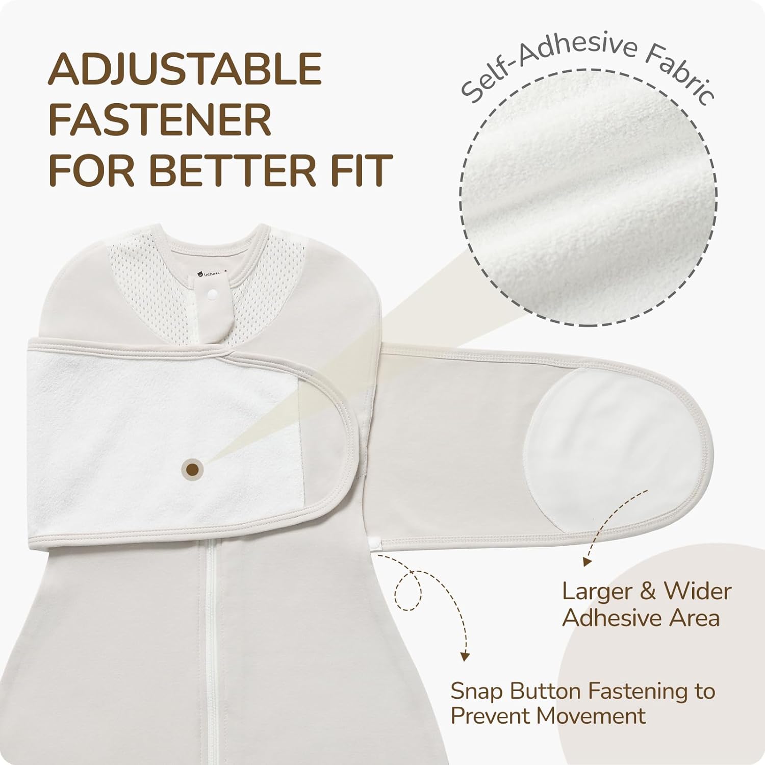 Skiennix Swaddle Sack - Safe Sleep for Newborns | Breathable 100% Cotton, 3-Way Adjustable, Grey, 3-6 Months