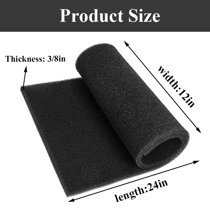 Universal Air Filter Foam Sheet 12" x 24" x 3/8" 40PPI Replacement