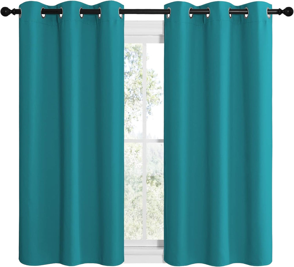 NICETOWN Blackout Curtains - Thermal Insulated Room Darkening Panels | 48-Inch Length, Peacock Teal (2 Pieces)