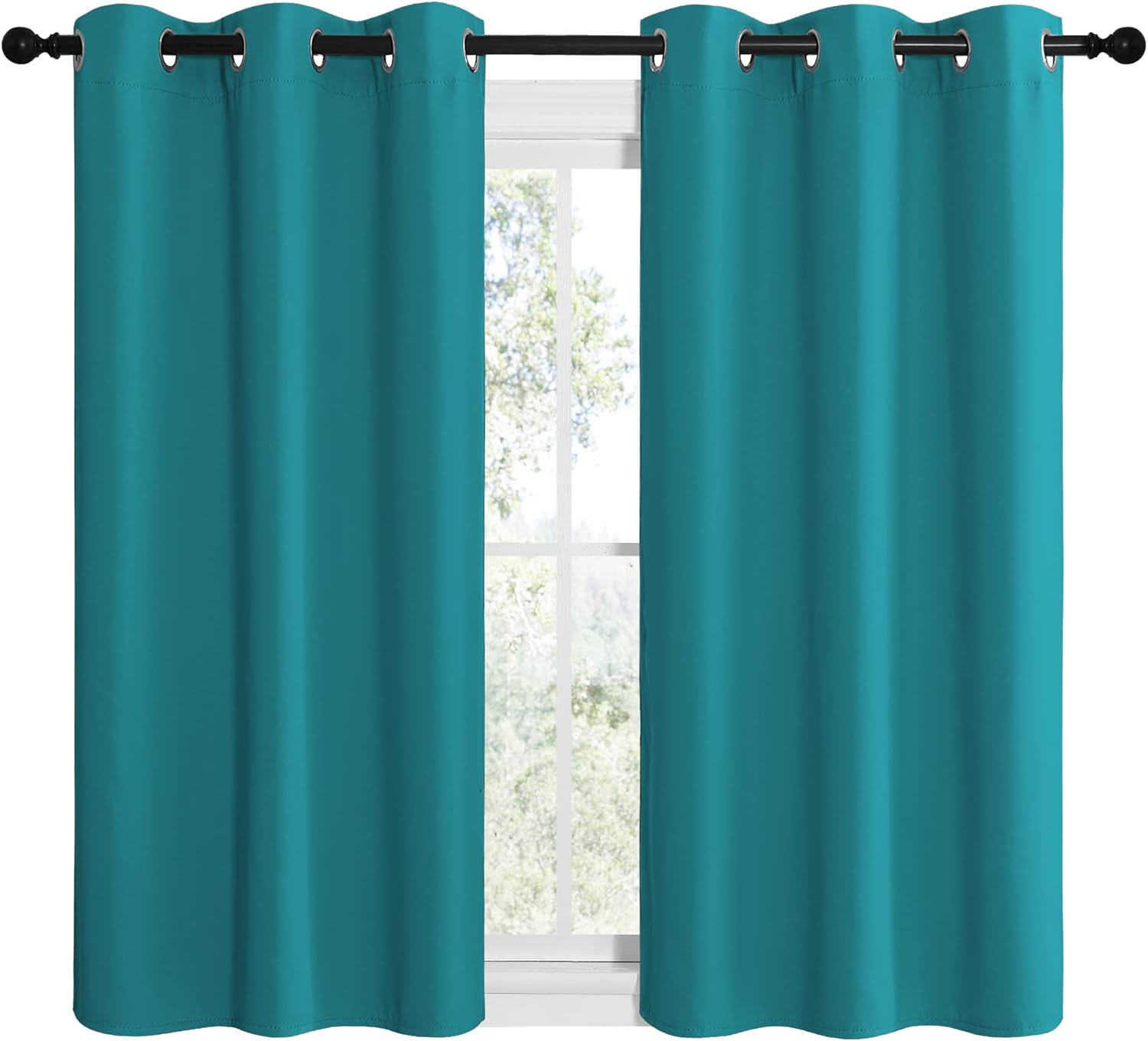 NICETOWN Blackout Curtains - Thermal Insulated Room Darkening Panels | 48-Inch Length, Peacock Teal (2 Pieces)