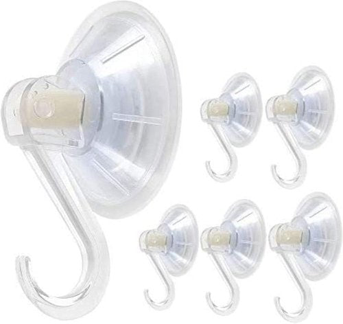 1st Choice Clear Plastic Suction Cup Hooks - Ultra Heavy Duty, Waterproof & Traceless | 6 Pack for Bathroom & Kitchen
