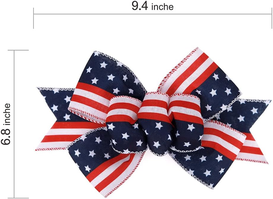 Meseey Christmas Burlap Bow Set - Handmade Decorative Wreath & Tree Ornaments | Large Patriotic Design