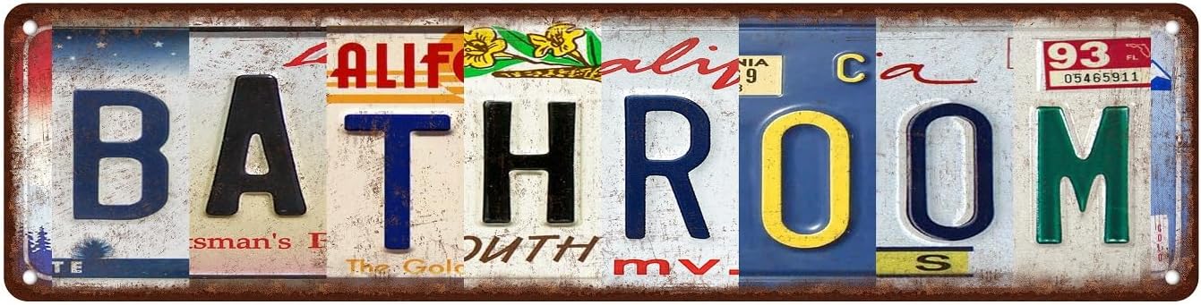 Vintage Metal Tin Signs by [Brand Name] - Unique Bathroom Wall Decor | 16 x 4 Inches