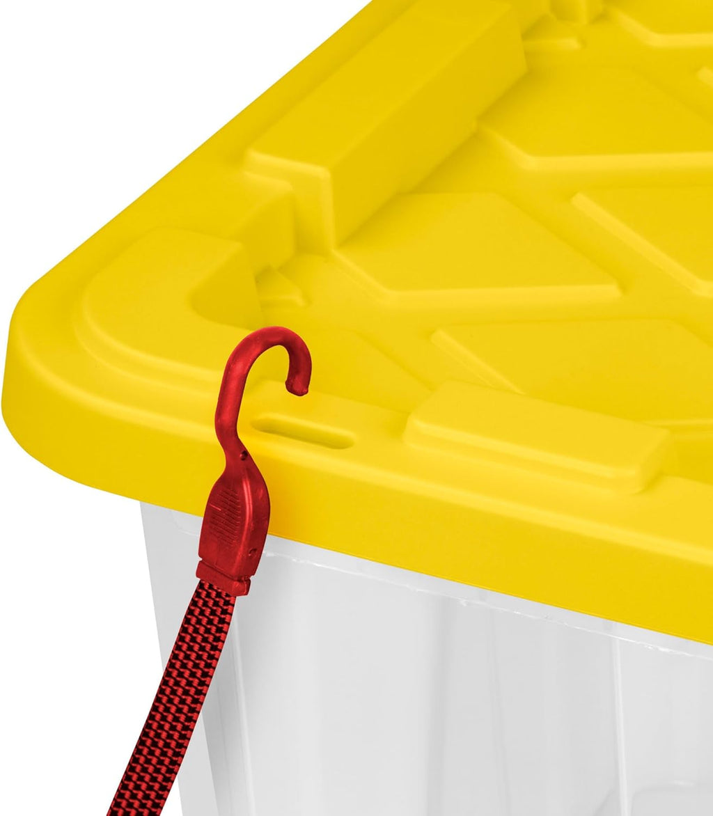 Sterilite 27 Gallon Industrial Storage Box - Heavy-Duty Plastic Container Bins with Lids | 4-Pack, Yellow