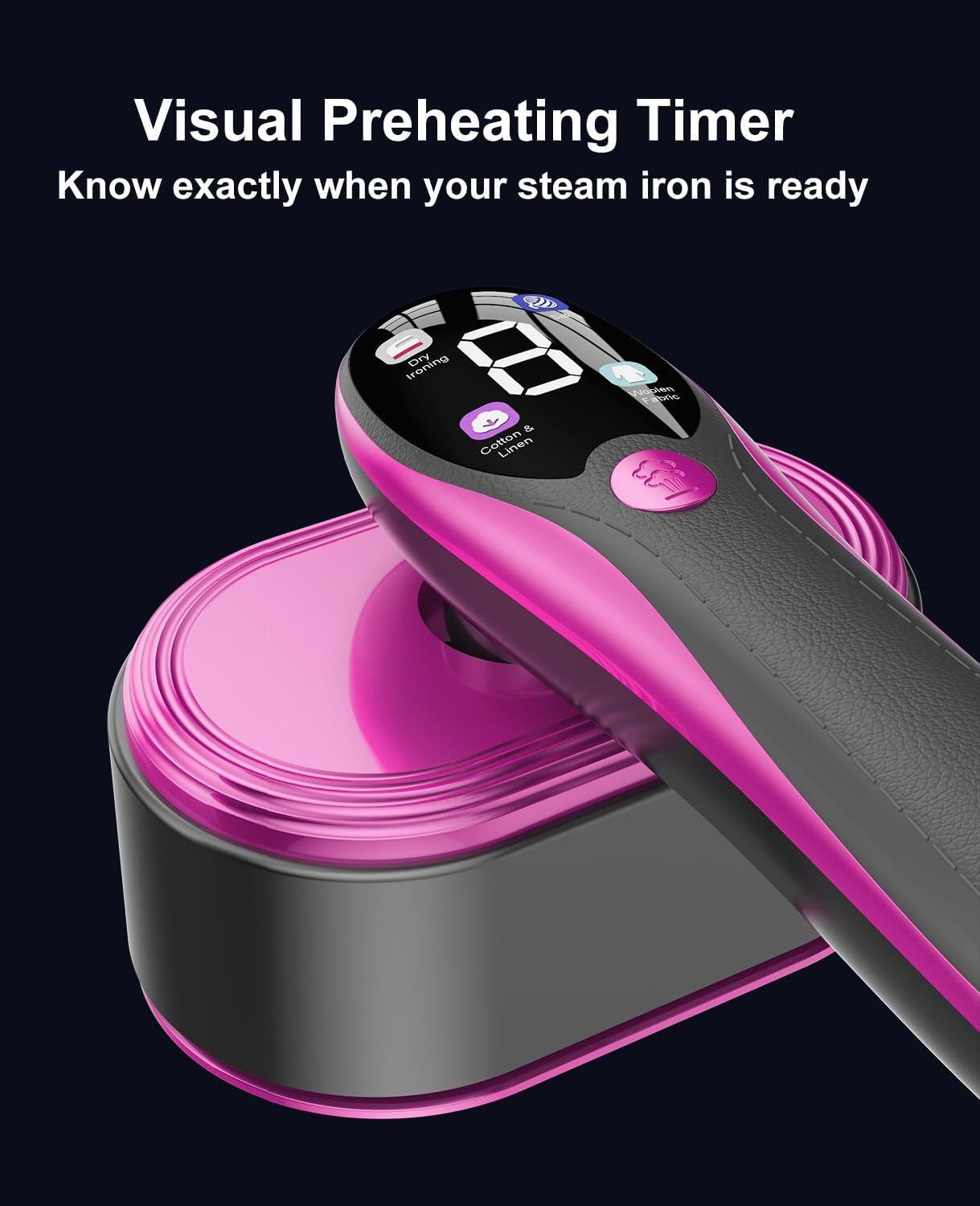 Skiennix 2-in-1 Portable Handheld Garment Steamer - Fast Heat-Up, LED Display, Large Ceramic Panel, Purple