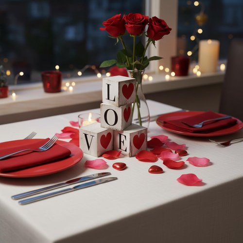 Yousoontic 4 Pcs Valentine's Day Wooden Decorations Double-Sided Love Heart Wood Block Sign Rustic Farmhouse Valentines Tiered Tray Decor Table Centerpiece for Wedding Anniversary Party Office Shelf
