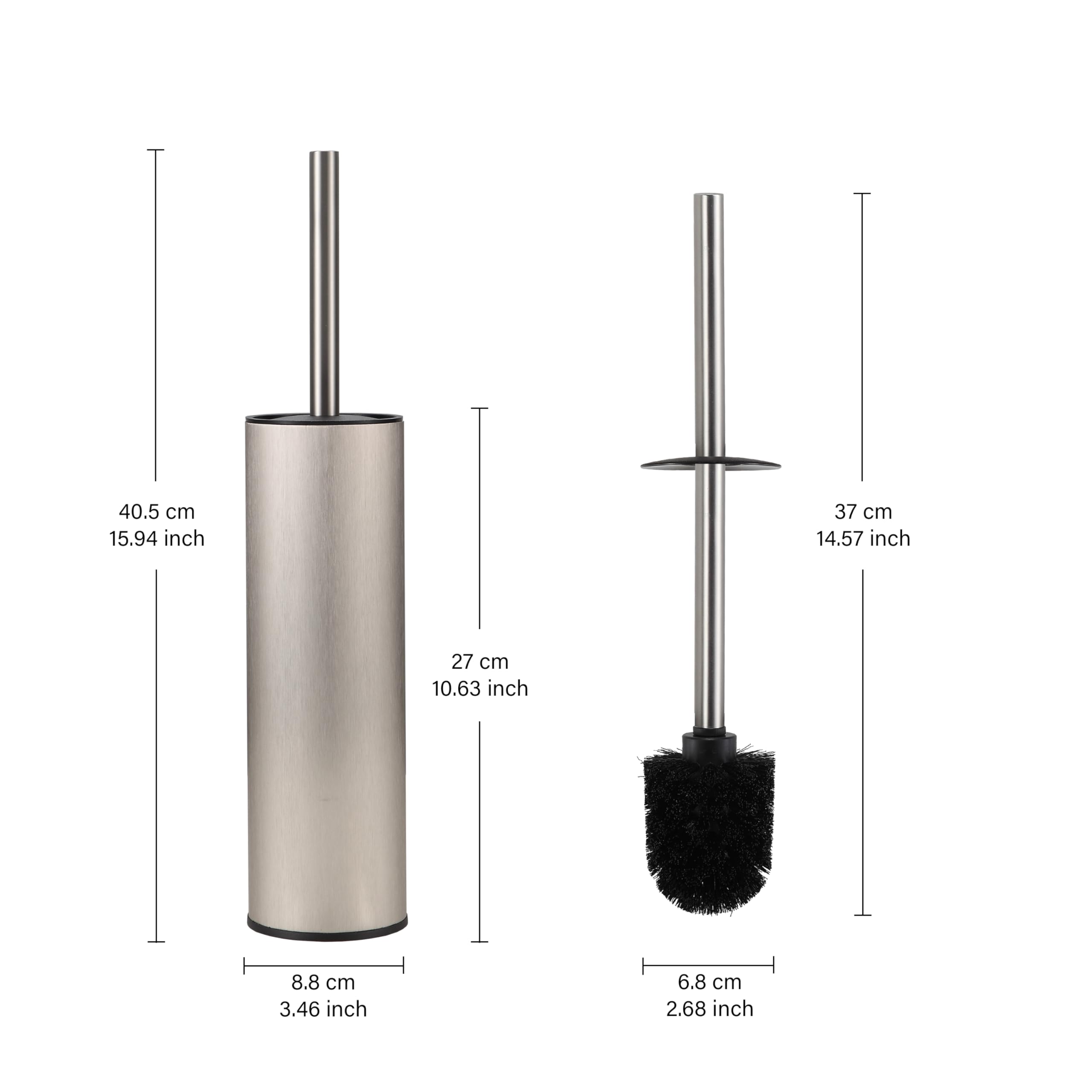 KLDKLD Toilet Brush and Holder Set Premium Material Toilet Bowl Cleaner Free Standing Toilet Bowl Brush and Holder 1pack Brushed Nickel