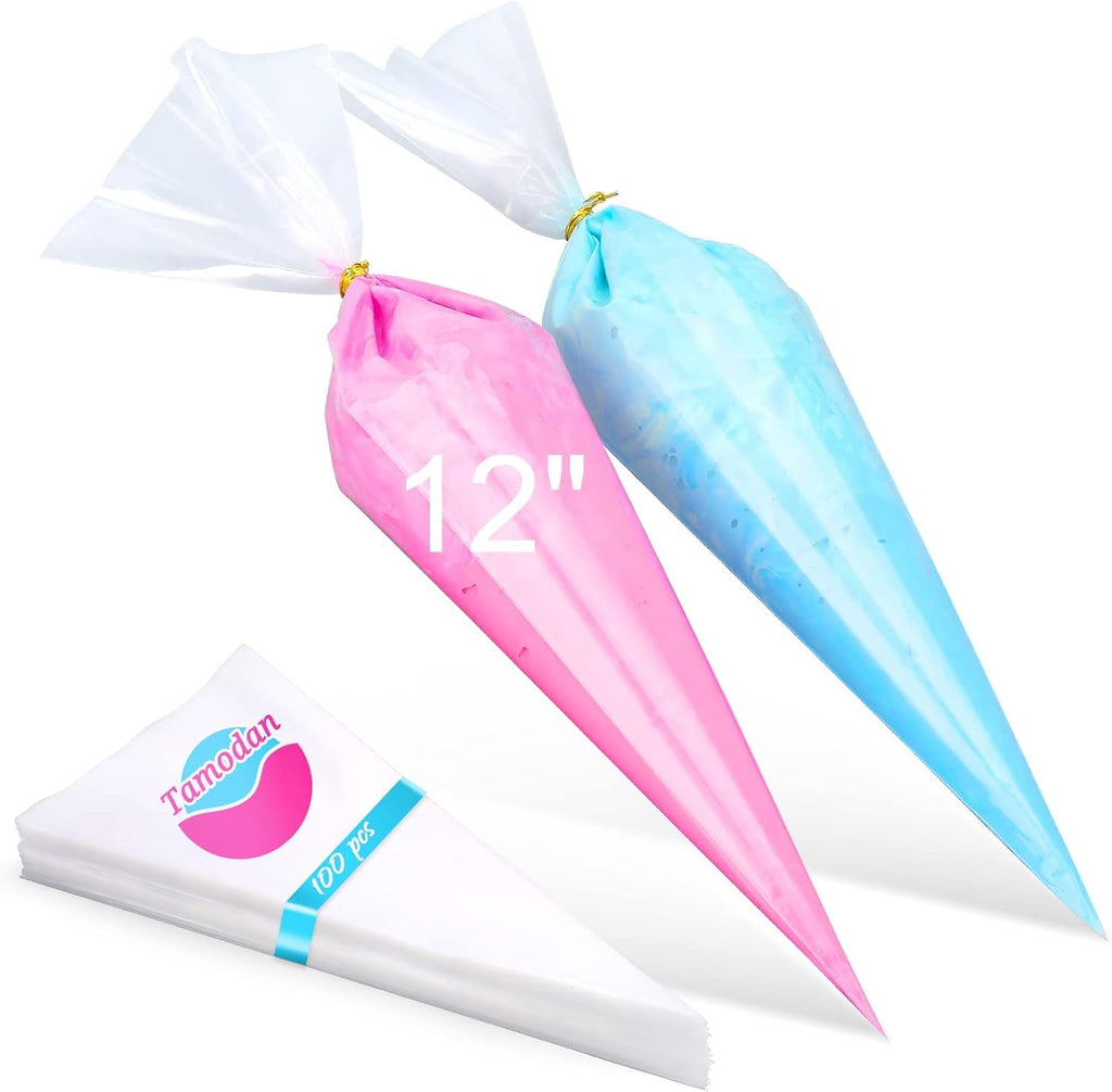 Tamodan 12-Inch Disposable Piping Bags - 100 Pack Explosion-Proof Thickened Pastry Bags