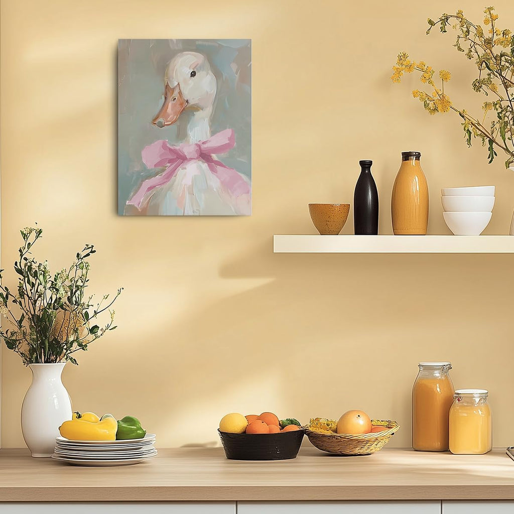 Regine Switzerland Cute Duck Canvas Wall Art - Framed Aesthetic Decor for Living Room & Bedroom | 11.5x15 In