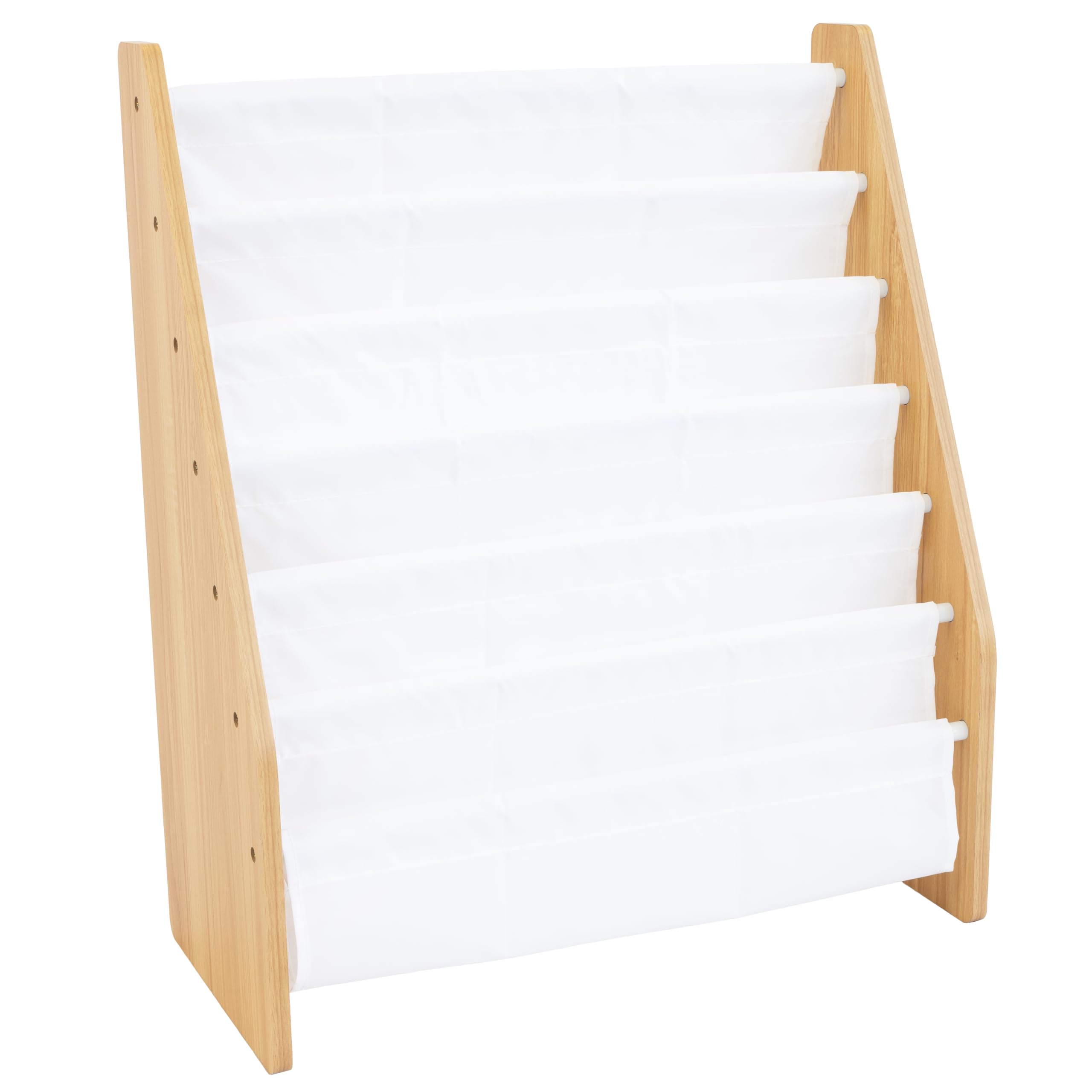 Humble Crew Kids Bookshelf, 6-Tier Front-Facing Book Display Organizer, Montessori Toddler Bookcase for Playroom, Bedroom & Reading Corner, White/Natural Wood