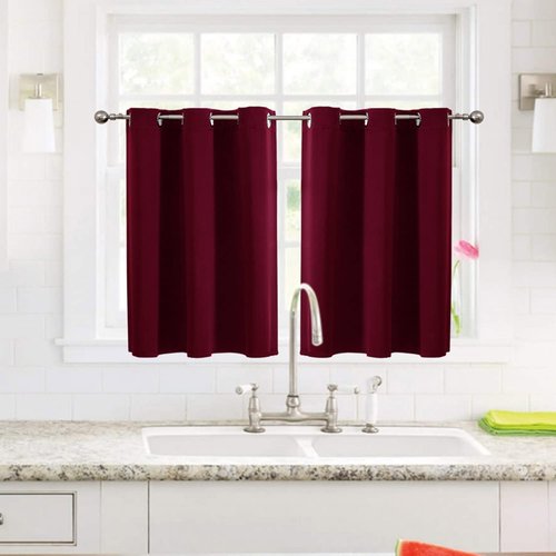 ChrisDowa Small Window Curtains - Grommet Thermal Insulated Room Darkening Panels (Burgundy Red, 36 x 24 Inch)