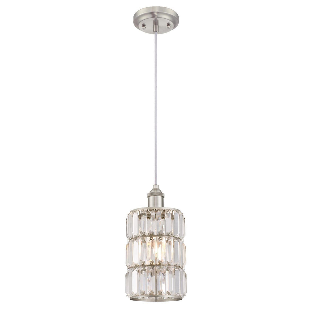 Westinghouse 6338900 Sophie One-Light Indoor Mini Pendant, Brushed Nickel Finish with Crystal Prism Glass