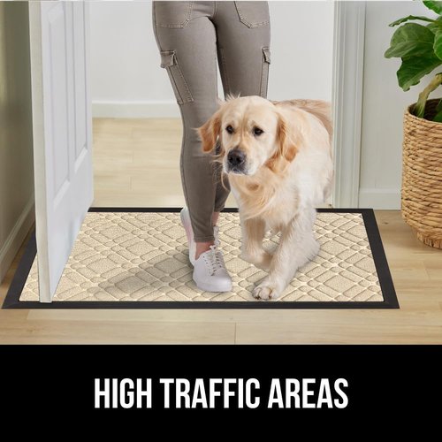 GORILLA GRIP Waterproof All-Season WeatherMAX Doormat - 47x35 Natural Rubber, Stain & Fade Resistant, Easy Clean Modern Latte