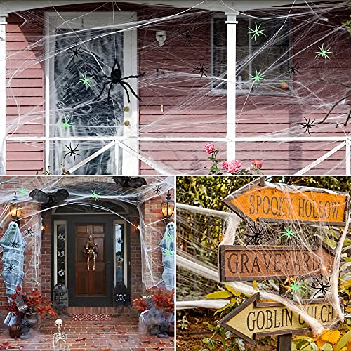 300 Sqft Halloween Spider Web Decorations with Glow-in-the-Dark Spiders