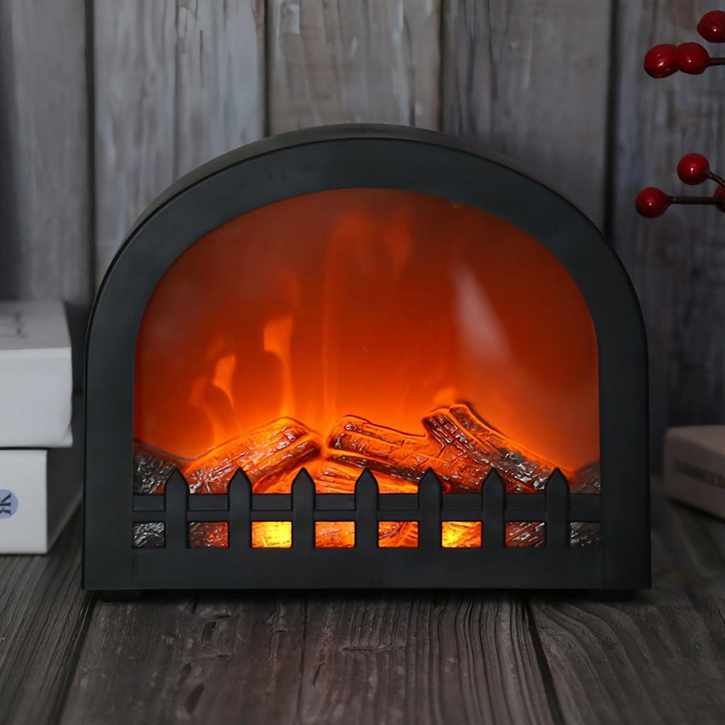 Skiennix Simulated LED Fireplace Lantern - USB & Battery Powered Flameless Light | Mini Cozy Home Decor